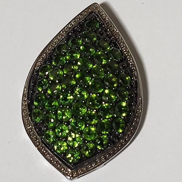 Genuine Russian Chrome Diopside Sterling Silver Slide Pendant Necklace - Picture 4 of 9